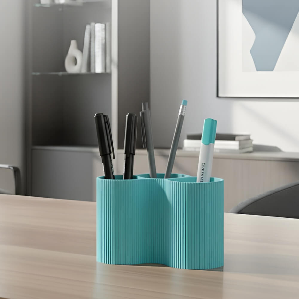 Modern Ribbed Desk Organizer – Multi-Section Pen Holder