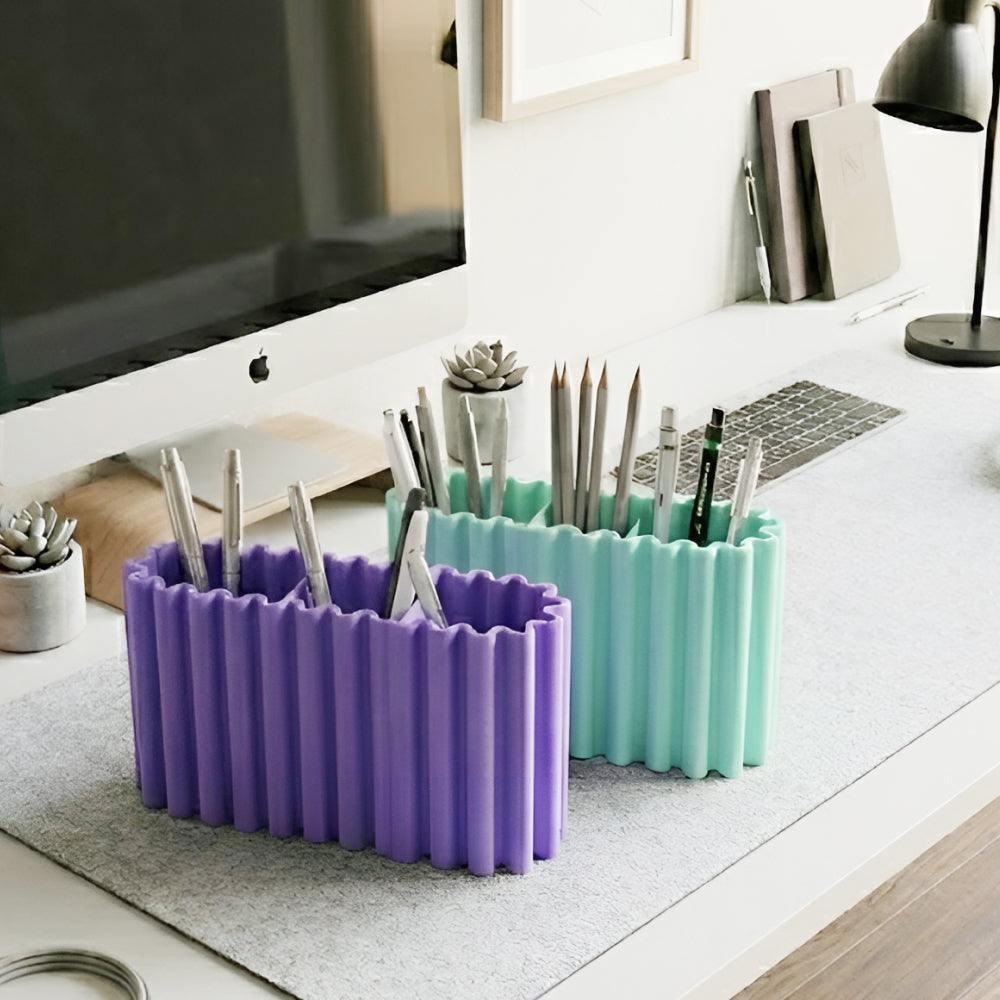 Wavy Desk Organizer Pen Holder – Modern Decorative Desk Object