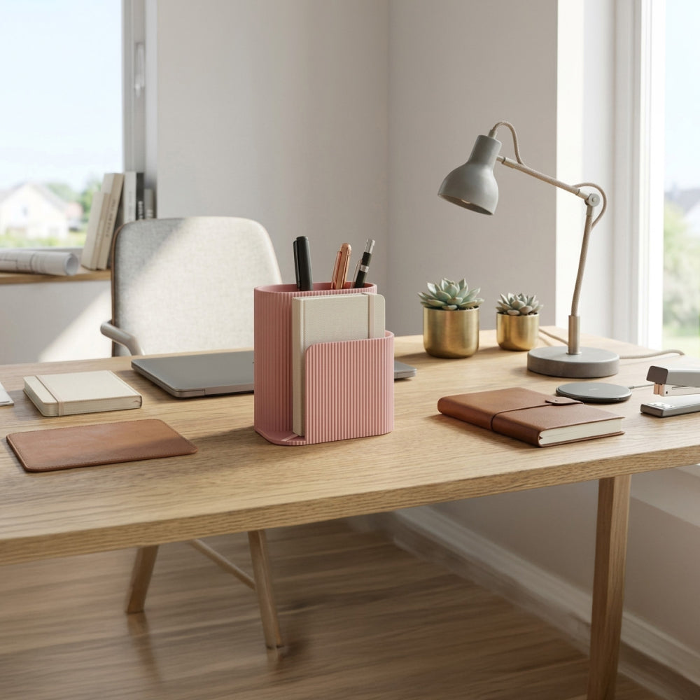 Modern Desk Organizer with A6 Notebook Holder – Pen Holder & Stationery Storage for Office Desk