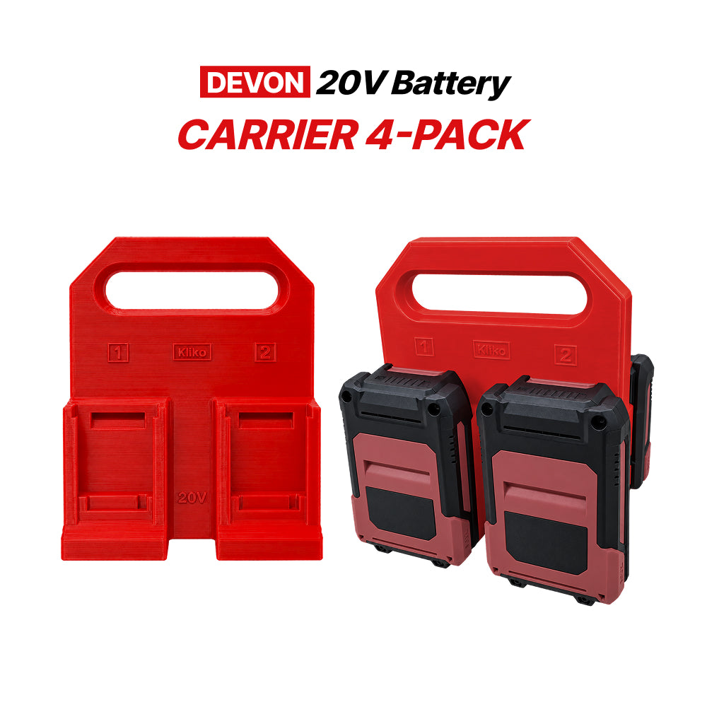 DEVON 20V Battery Carrier 4-Pack – Portable Battery Storage Caddy with Carry Handle