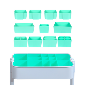 5-Type Divider Set for IKEA RÅSKOG – Customizable Storage Bins & Hooks – 11 Solid Color Options – Modular Inserts