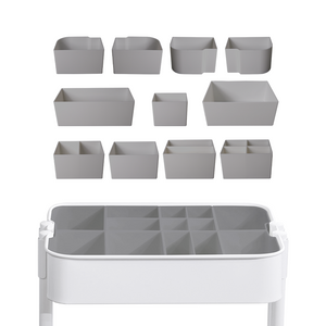 5-Type Divider Set for IKEA RÅSKOG (S) – Customizable Storage Bins & Hooks – 11 Solid Color Options – Modular Inserts
