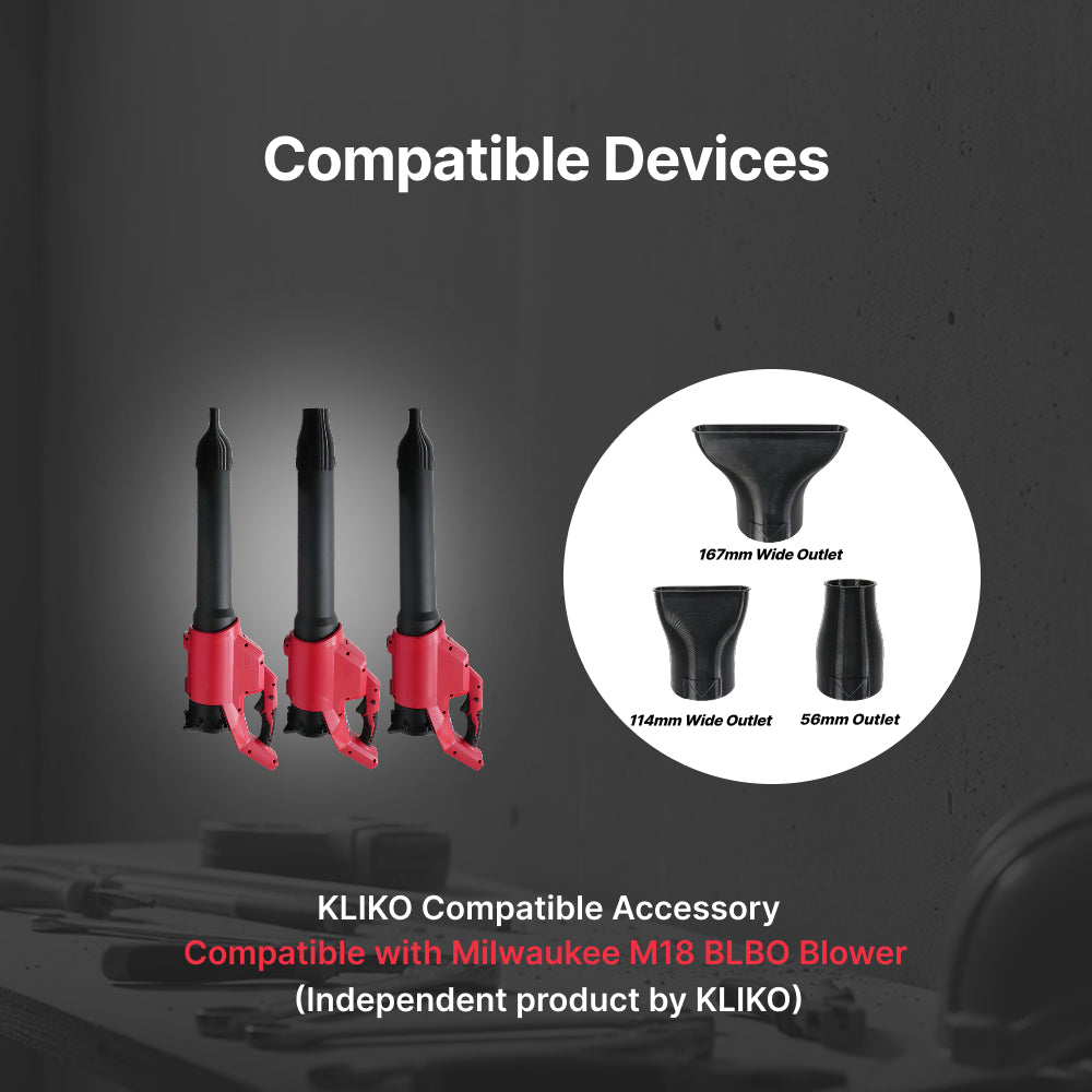 Milwaukee M18 BLBO Blower Nozzle Tips – 56mm, 114mm, 167mm Wide Outlet