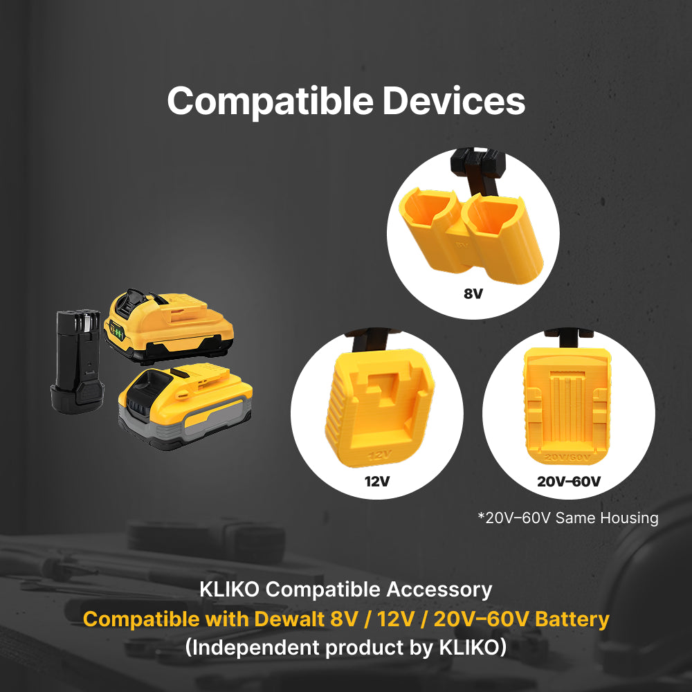 DEWALT 8V / 12V / 20V–60V Battery Belt Clip Holder – Portable Battery Carrier