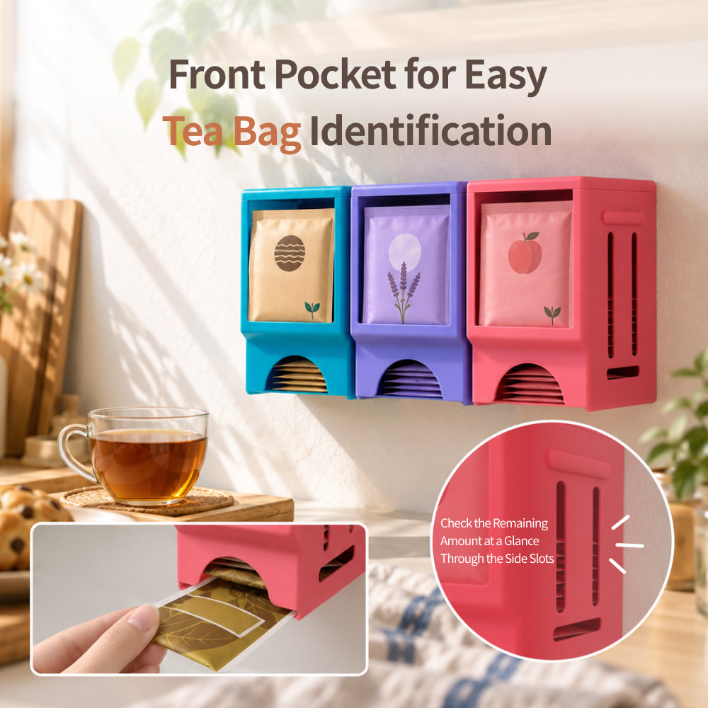 Kliko Wall Mounted Tea Bag Dispenser – Modular Tea Organizer with Easy Refill & One-at-a-Time Dispensing