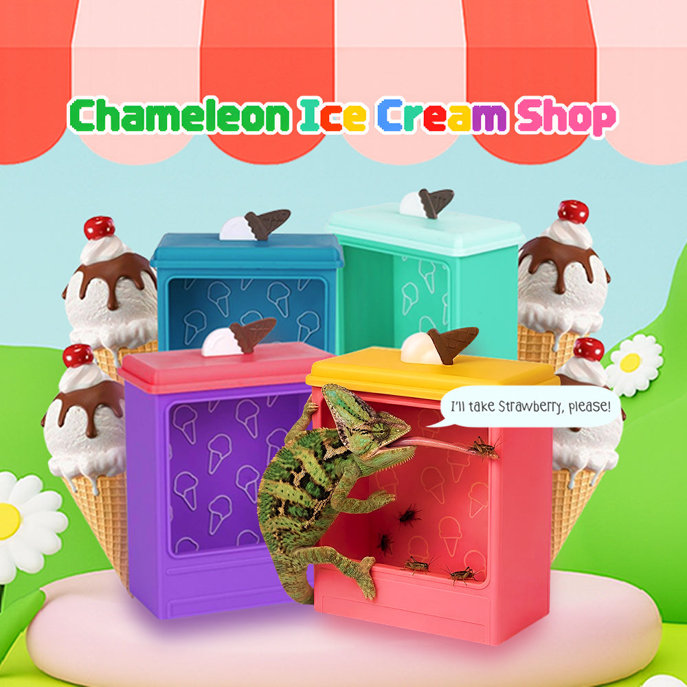 Reptile Feeder Box Ice Cream Shop – Natural Feeding Hide, Snap Fit for Bearded Dragon & Gecko