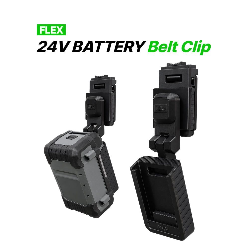 FLEX 24V Battery Belt Clip Holder – Swivel Battery Carrier with Adjustable Belt Fit