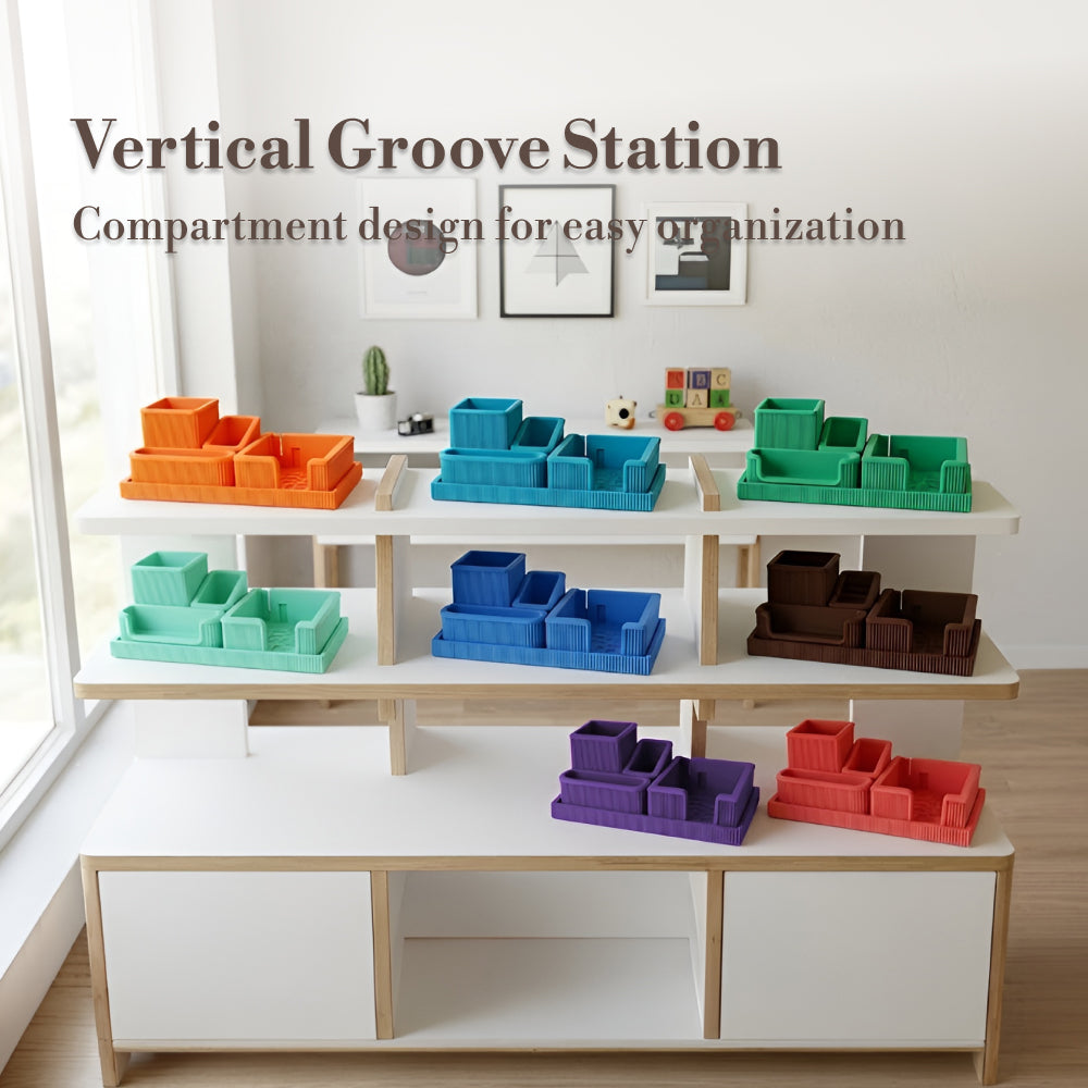 Vertical Groove Station_B Set_Bluish green