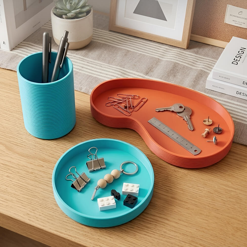 Modern Ribbed Desk Organizer Set – Minimal Modular Organizer