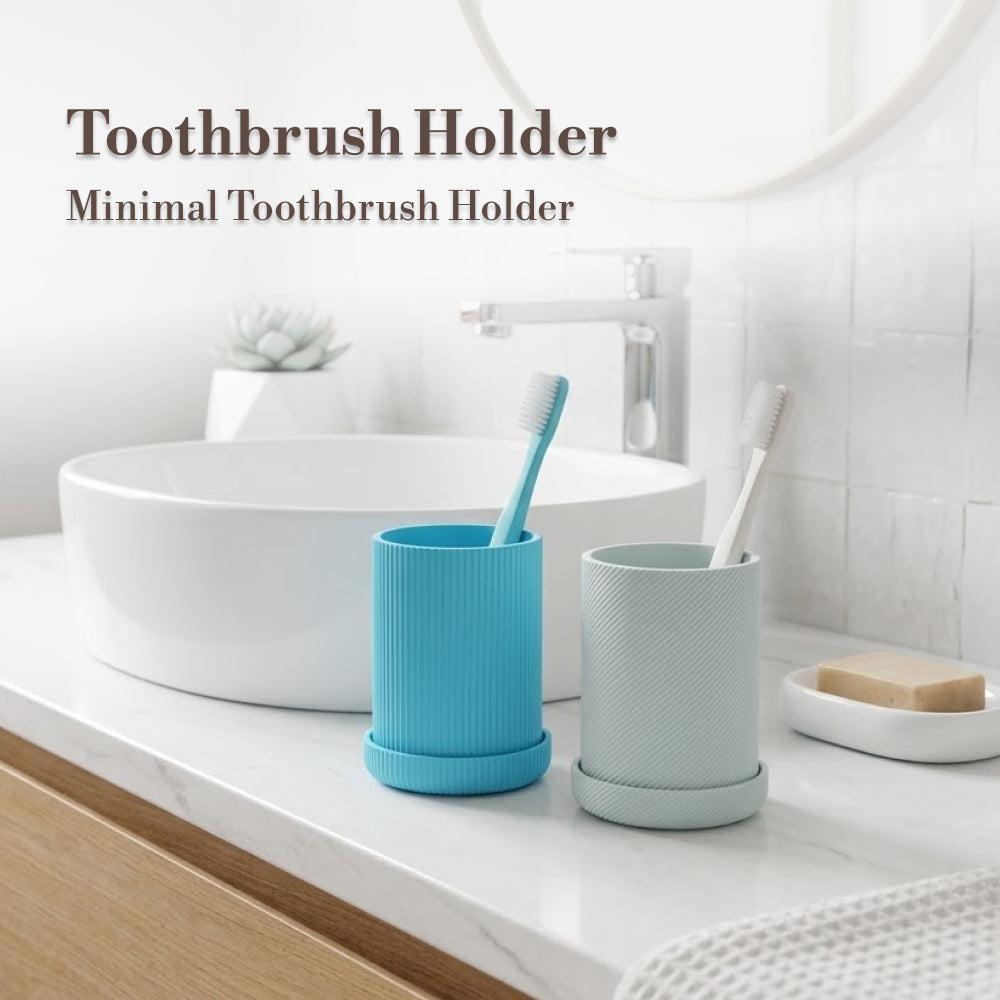 Modern Minimal Toothbrush Holder with Drain Base, Modern Bathroom Organizer Cup