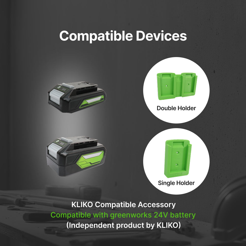 Greenworks 24V Battery Wall Mount Holder – Single & Double Storage Bracket