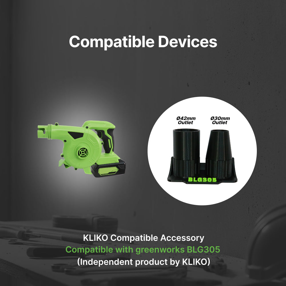Greenworks BLG305 Blower Round Nozzle & Wall Mount Holder Set– Ø42mm & Ø30mm Outlet
