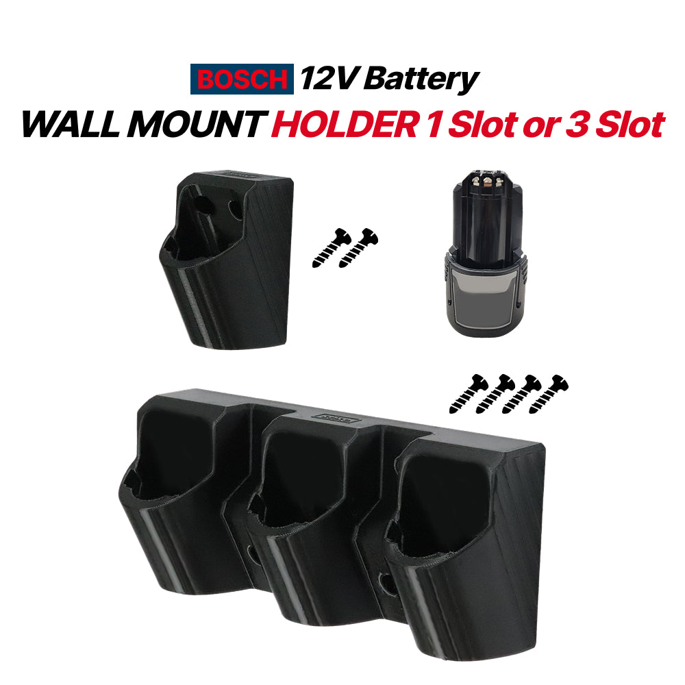 BOSCH 12V Battery Wall Mount Holder – Single & 3-Slot Storage