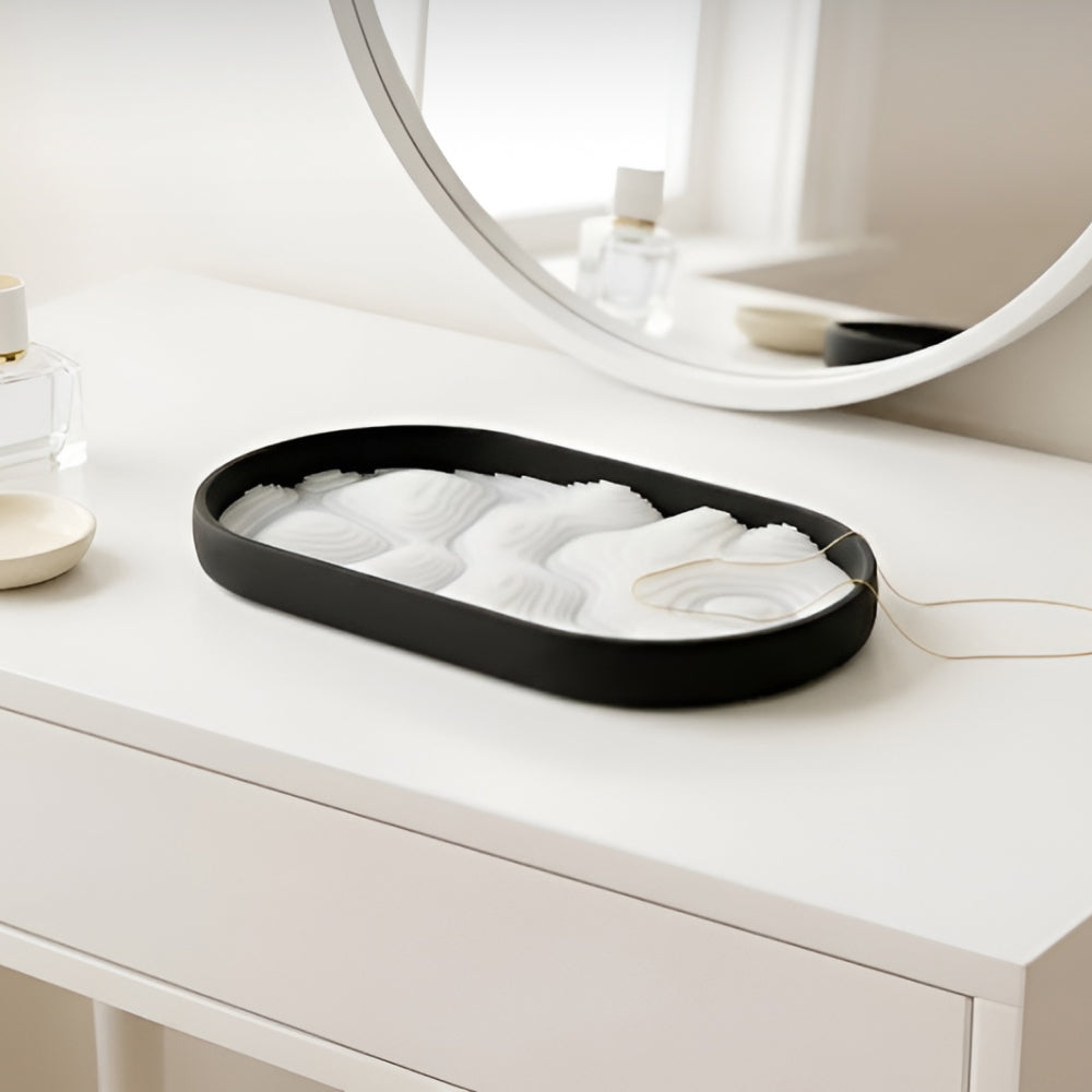 Zen Sand Pattern Catchall Tray – Jewelry & Key Holder for Entryway Table, Modern Home Decor