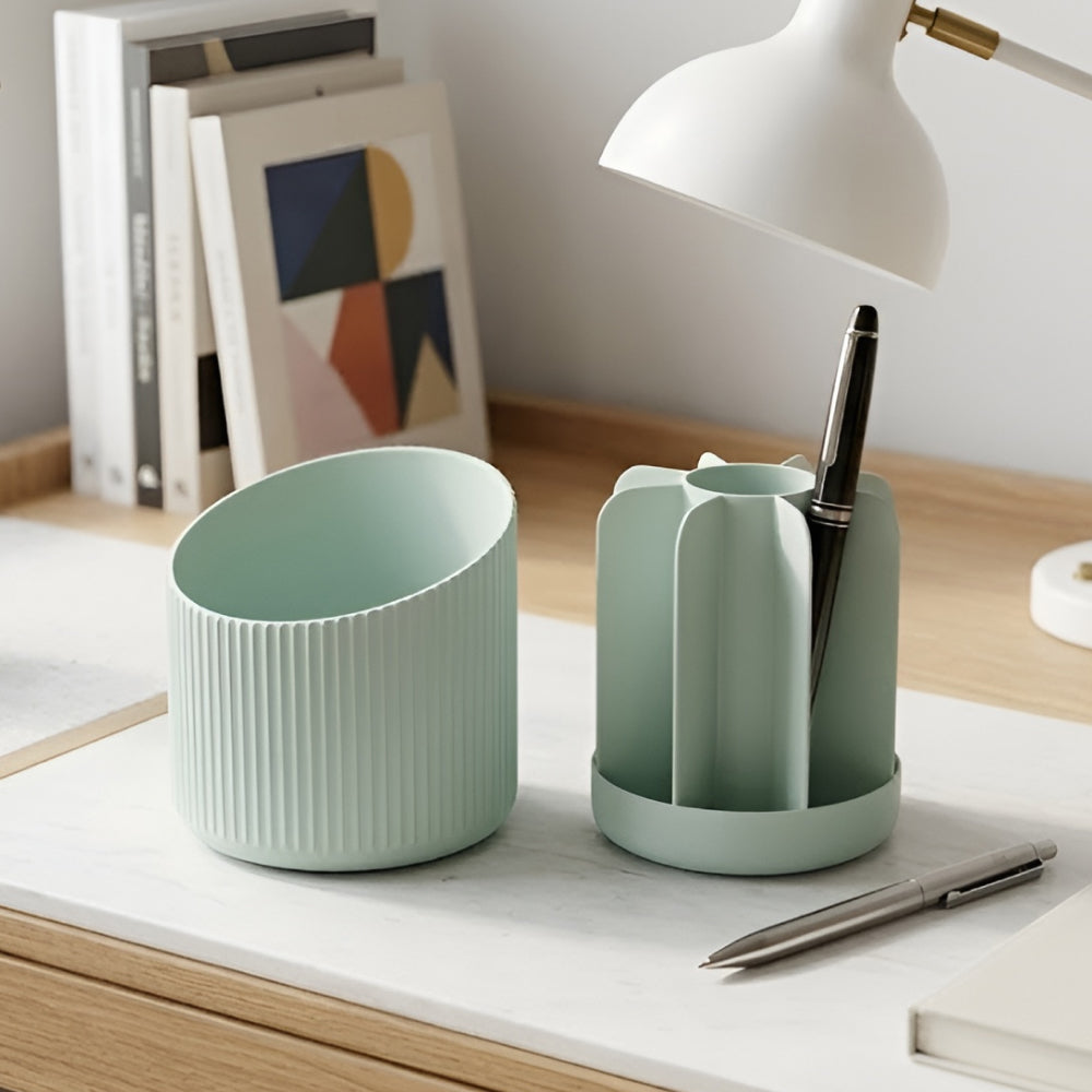 Rotating Desk Organizer with Multi Compartments, Pen Holder for Office Supplies