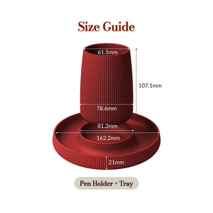 Chelsea Red Pen Holder with Tray – Modular Minimalist Desk Organizer Durable PLA Build for Stylish Home & Office