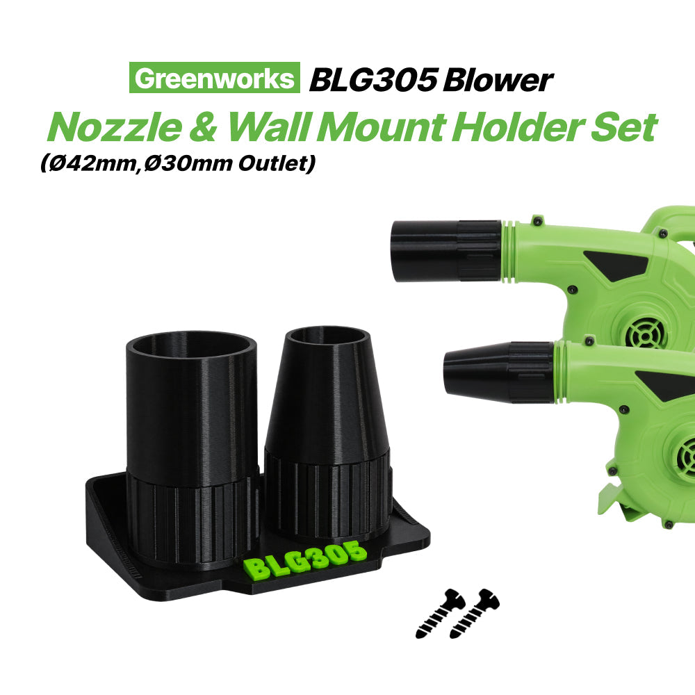 Greenworks BLG305 Blower Round Nozzle & Wall Mount Holder Set– Ø42mm & Ø30mm Outlet