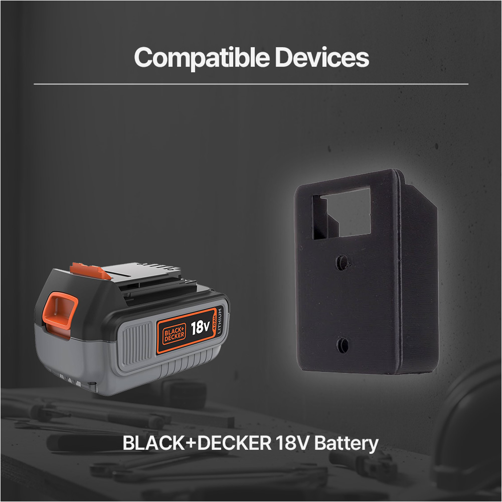 Wall Mount Battery Holder Compatible with Black & Decker 18V