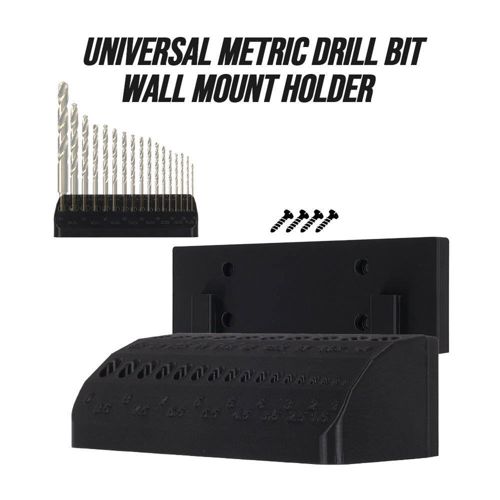Universal Metric Drill Bit Wall Mount Holder (1mm–14mm)