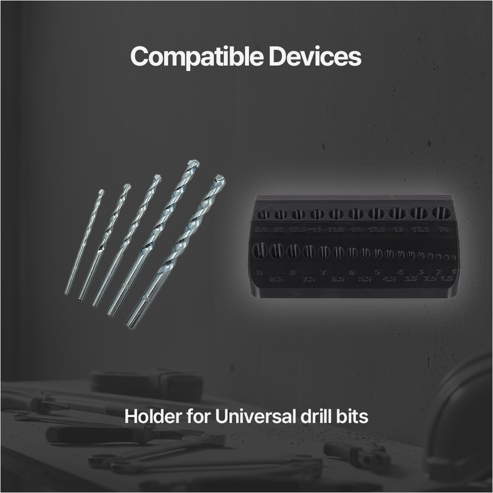 Universal Metric Drill Bit Wall Mount Holder (1mm–14mm)