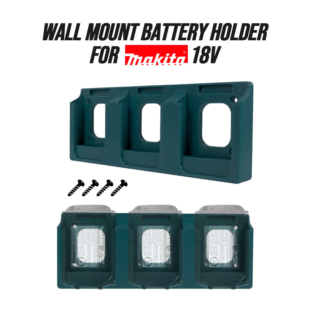 Wall Mount Battery Holder for Makita 18V – 3 Slot Organizer