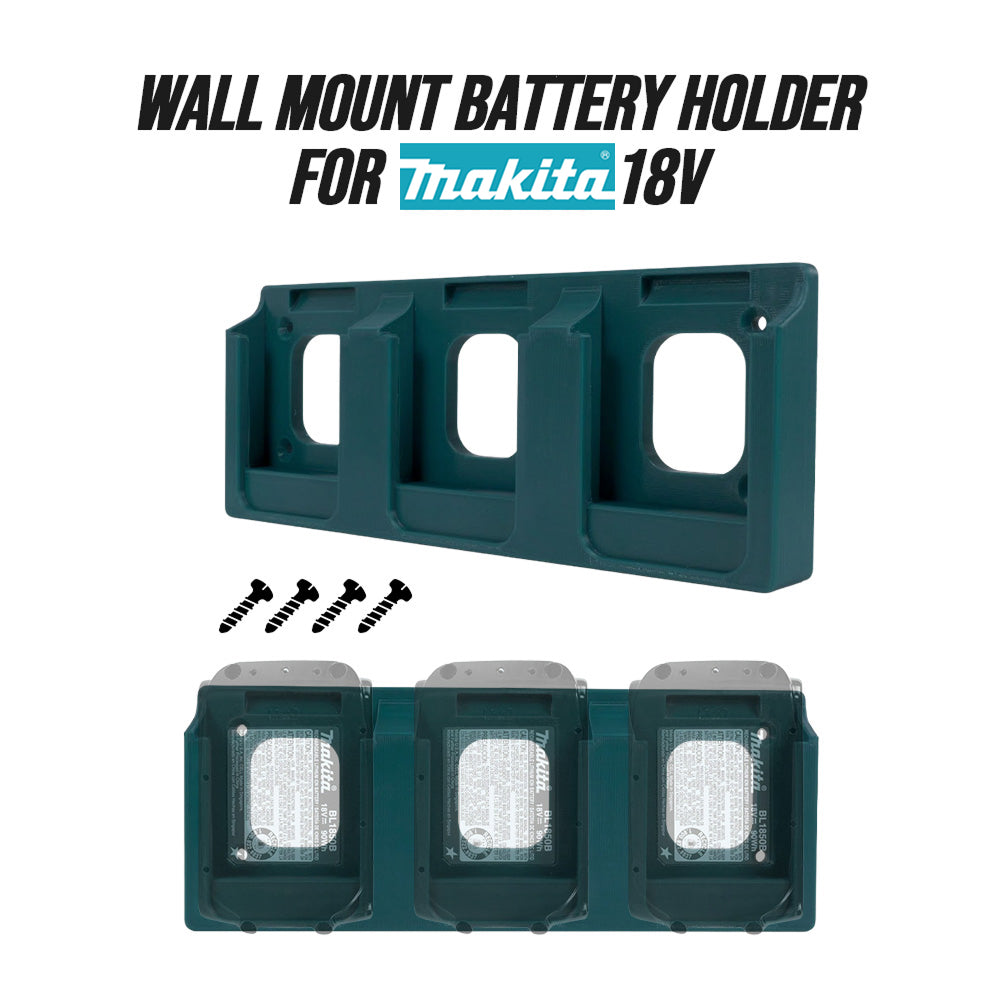 Wall Mount Battery Holder for Makita 18V – 3 Slot Organizer