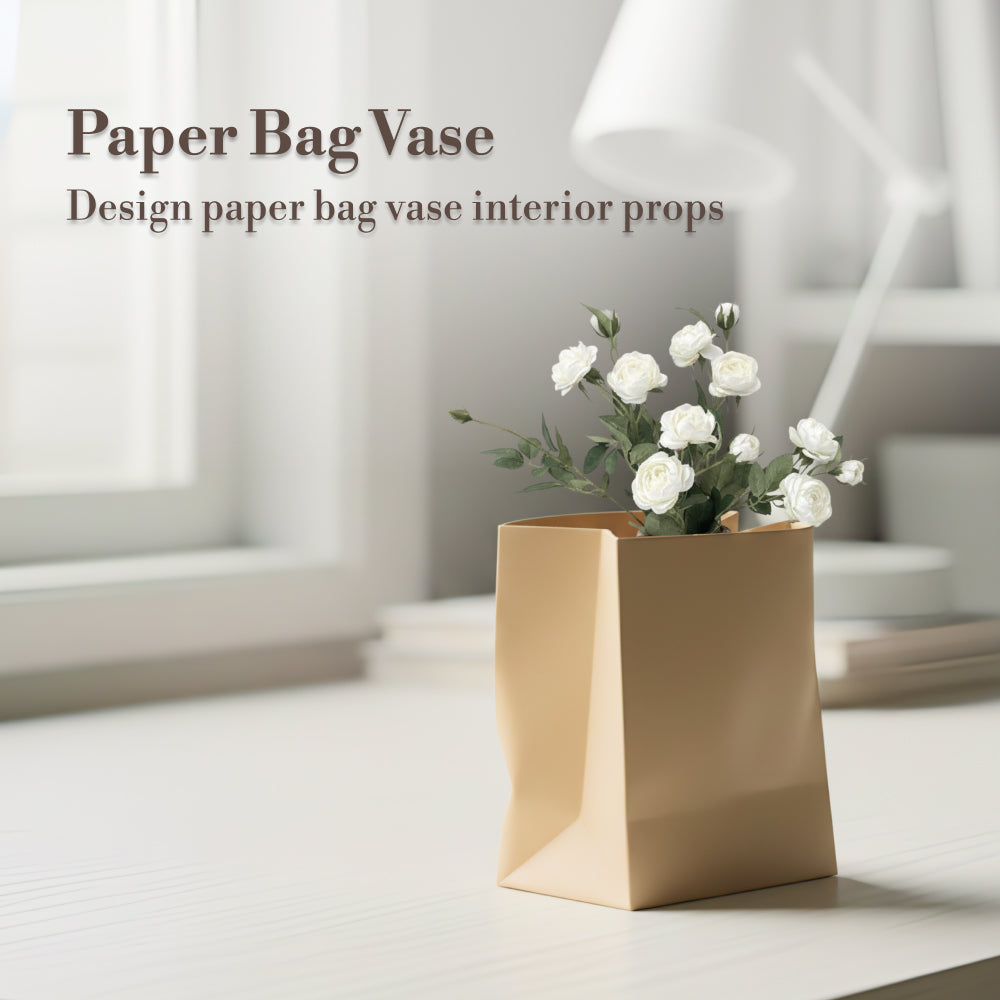 Elegant Paper Bag Style Vase for Minimalist Home Decoration