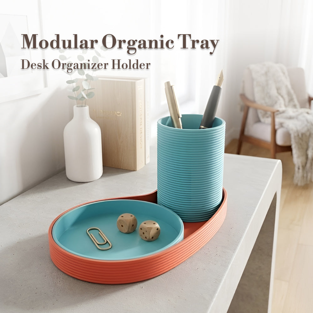 Modern Ribbed Desk Organizer Set – Minimal Modular Organizer