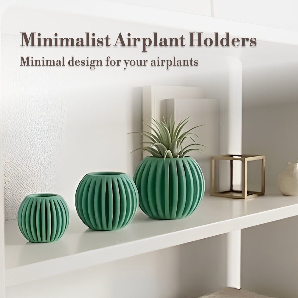 Minimal Airplant Holder Set – Ribbed Decorative Planter