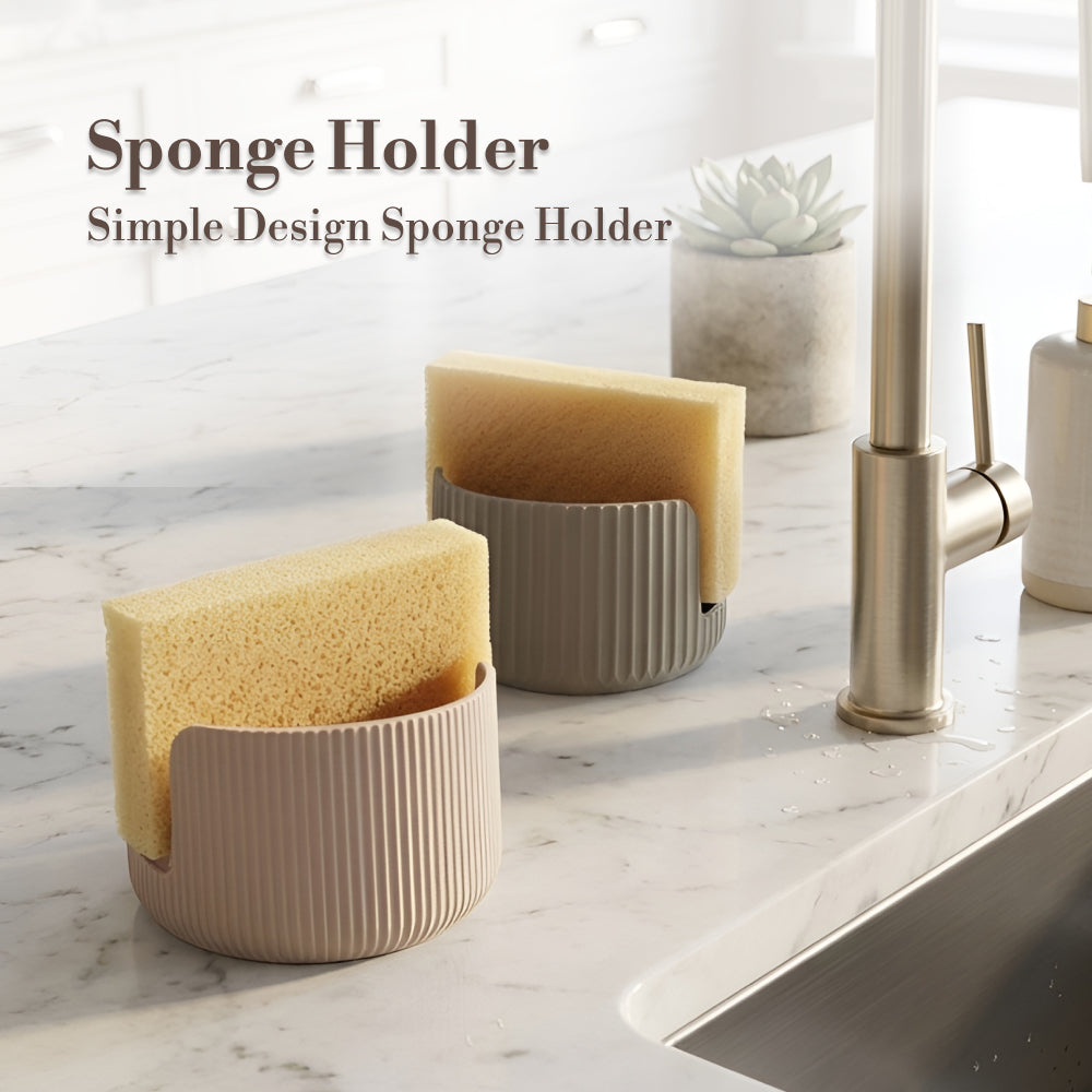 Modern Ribbed Sponge Holder – Minimal Kitchen Sink Organizer