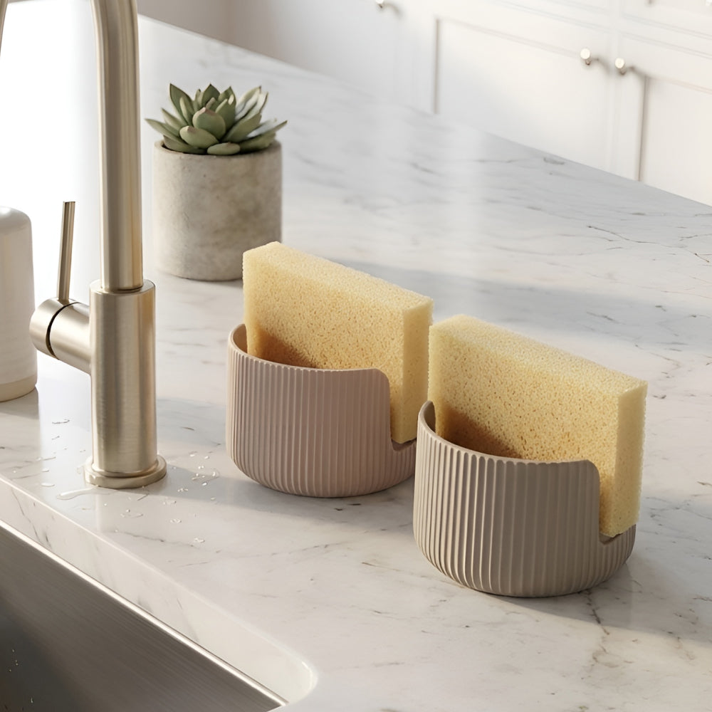 Modern Ribbed Sponge Holder – Minimal Kitchen Sink Organizer