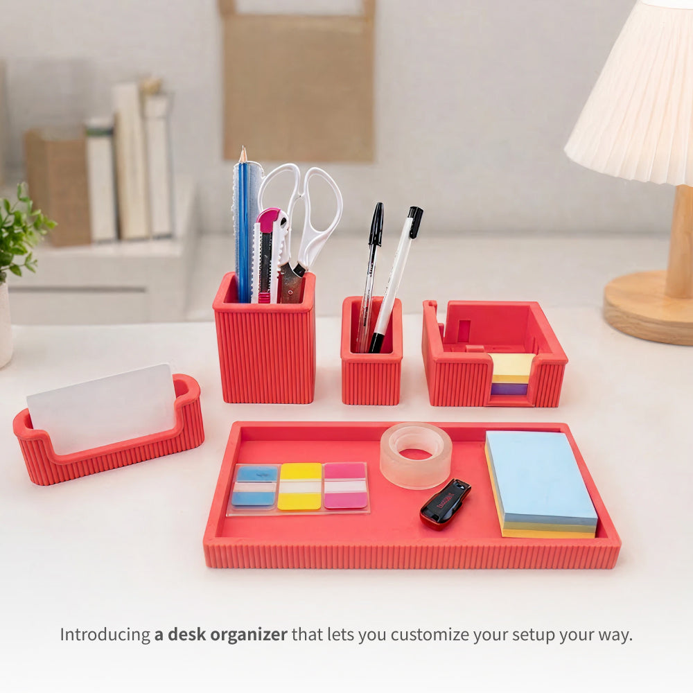 Vertical Groove Desk Organizer Set – Dual Card Slot & Standard Storage Options