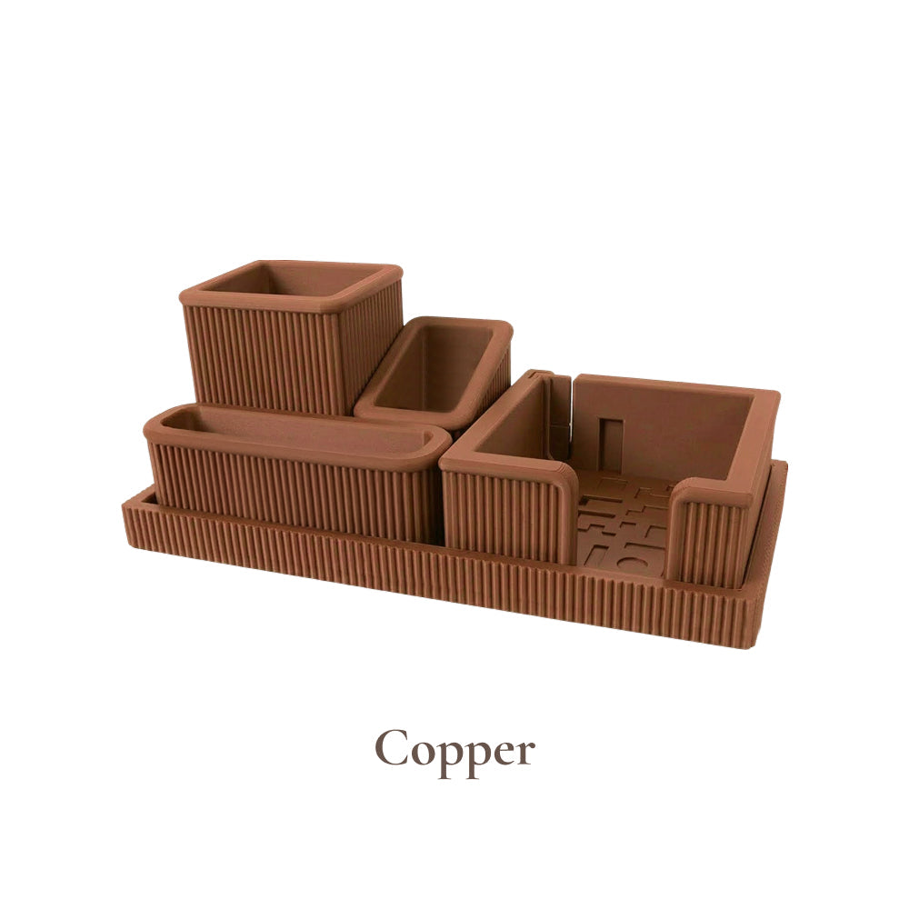 Vertical Groove Desk Organizer Set – Dual Card Slot & Standard Storage Options