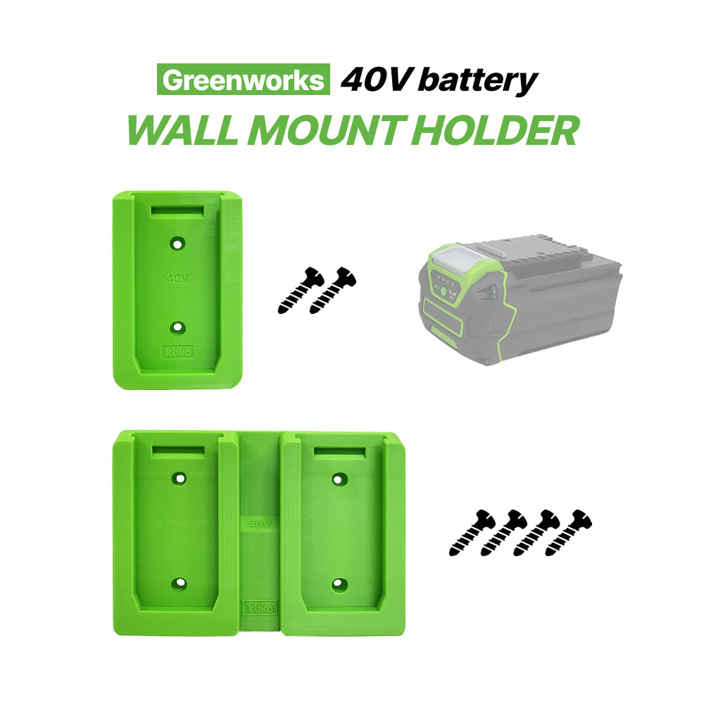 Greenworks 40V Battery Wall Mount Holder – Single & Double Holder Options