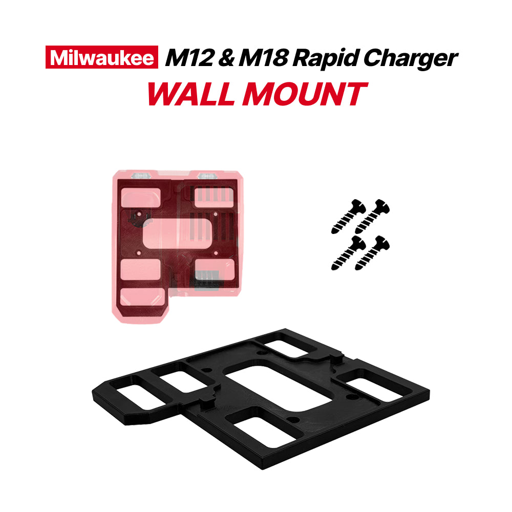 Support mural robuste pour chargeur Milwaukee - Version stabilisée pour M12/M18, solution de rangement sécurisée et peu encombrante - Accès facile et gain de place