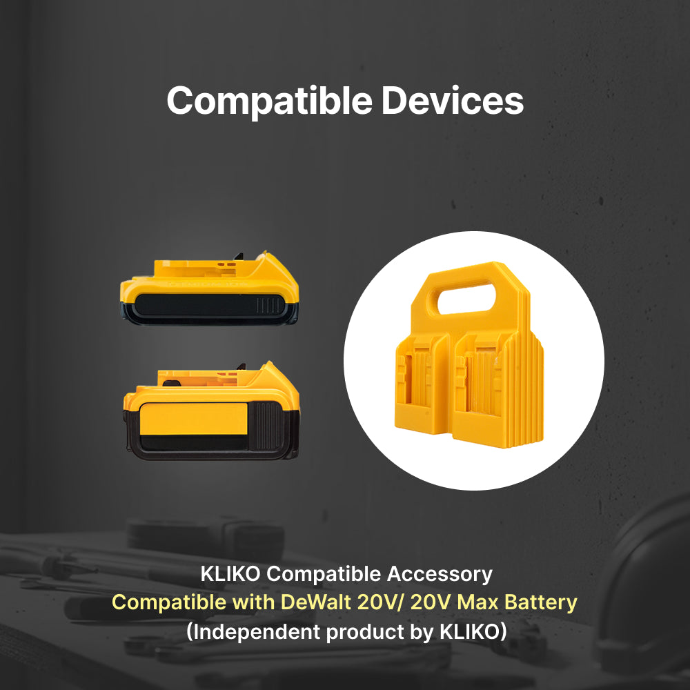 Support de batterie DeWALT, lot de 4 – Support de batterie DeWalt, lot de 4 – Transportez facilement plusieurs batteries et gardez-les prêtes à l'emploi