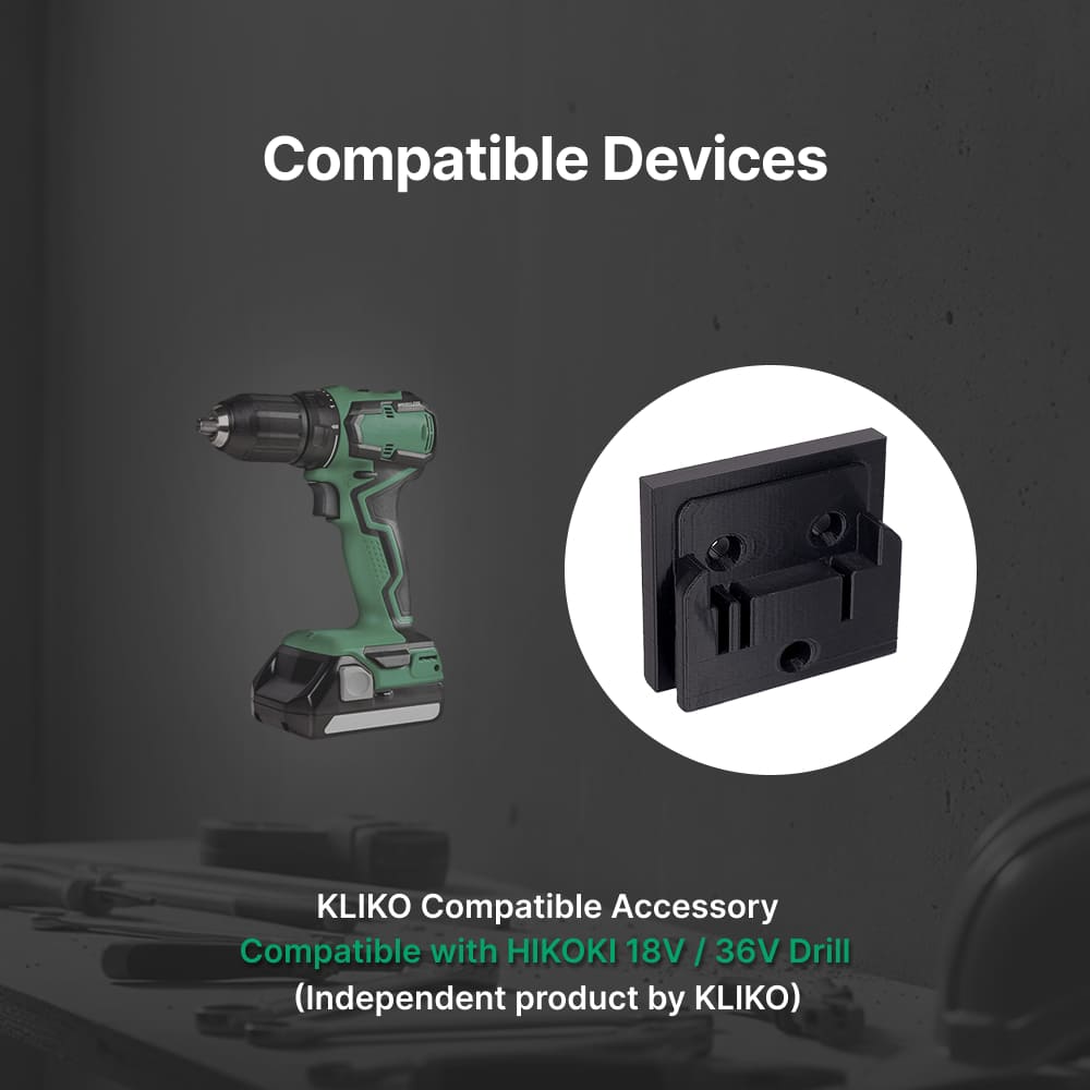 Support de batterie au lithium Hikoki Hitachi 18V – Support de batterie pour HiKOKI & Hitachi 18V & 36V – Économise de l'espace et garde vos batteries facilement accessibles.