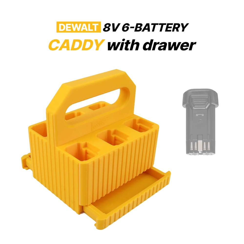 Dewalt 8V battery X6 caddy with drawer