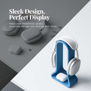 Modern Desk Headphone Stand – Black & Sky Blue Eco Friendly PLA Desk Organizer Minimalist Design Furniture