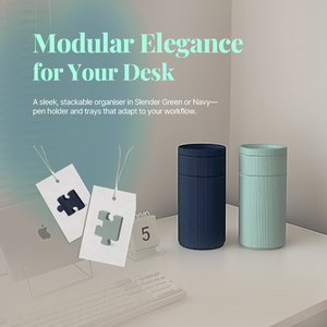 Modular Pen Holder & Desk Organizer – Stackable Pencil Cup with Removable Insert and 2 Small Storage Trays Space-Saving