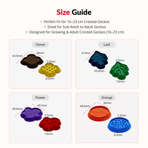 Reptile Water & Bug Feeder Bowl – Non Slip Design Easy to Clean Safe for Crested Geckos Leaf Flower Clover Orange