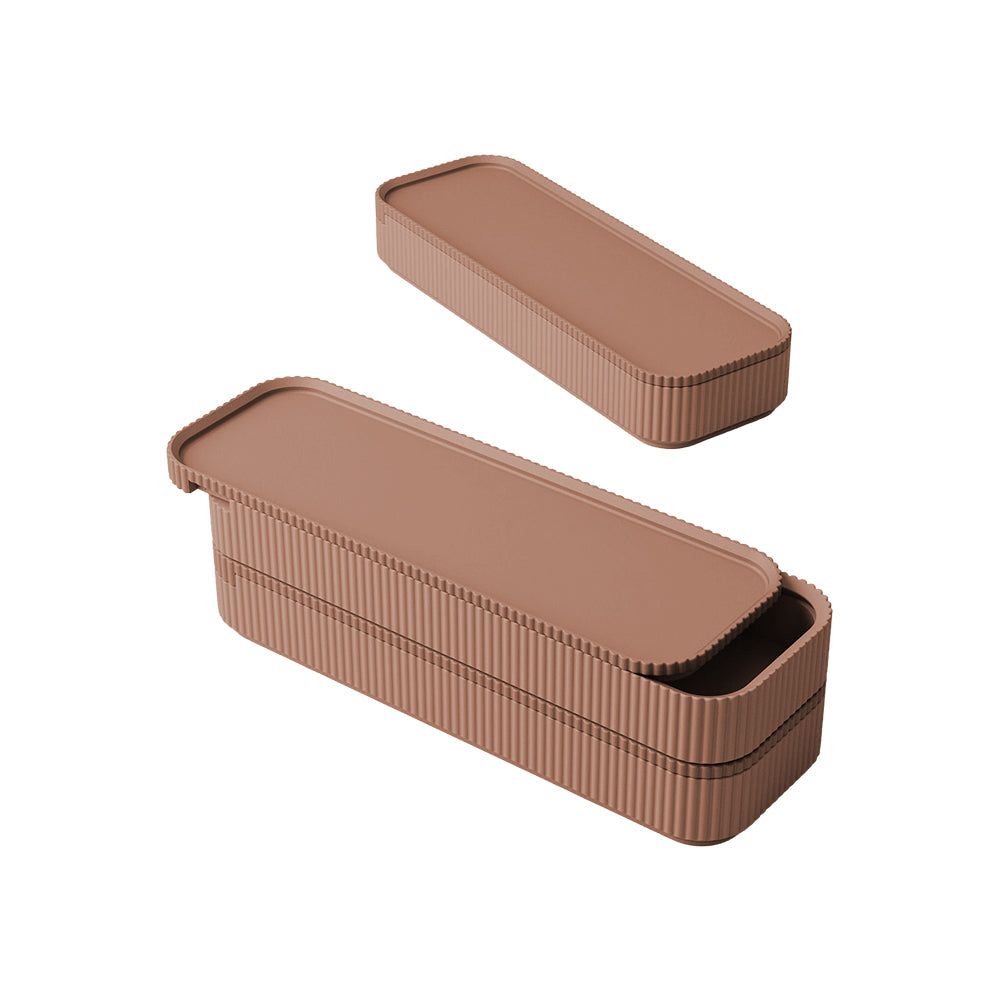 Stylish Slide Pencil Case Slim – Minimalist Desk Organizer with Sliding Lid & Divider Durable PLA in Malt Clay