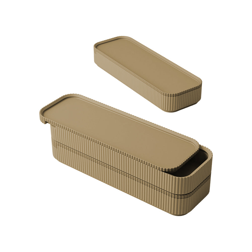 Stylish Slide Pencil Case Slim – Minimalist Desk Organizer with Sliding Lid & Divider Durable PLA in Malt Clay