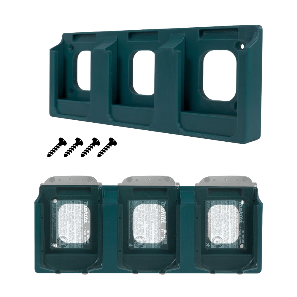 Wall Mount Battery Holder for Makita 18V – 3-Slot Rack for Large Batteries – PETG Durable – Easy Install - Power Tool