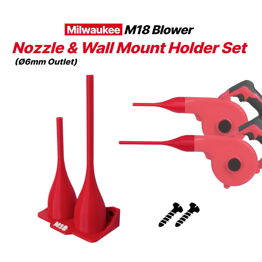 Milwaukee M18 Blower 6mm outlet narrow Nozzle&Wall Mount Holder Set