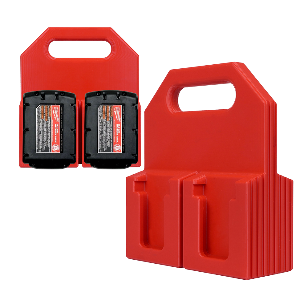 4-Pack Battery Caddy for Milwaukee M18 – Wall Mount Holder – Space-Saving Organizer – Durable PETG