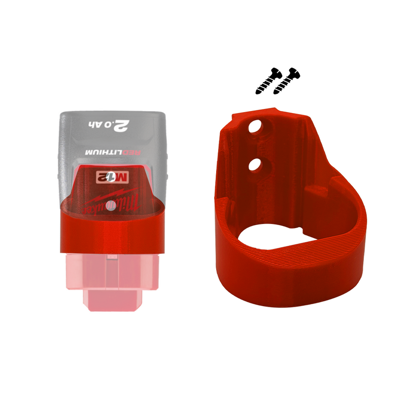 Milwaukee M12 12V Battery Holder – Wall Mount Storage Rack for 2.0Ah - Secure M12 Battery Storage for Garage, Workshop, and Tool Bench – Space-Saving Wall Organizer for Cordless Tool Batteries
