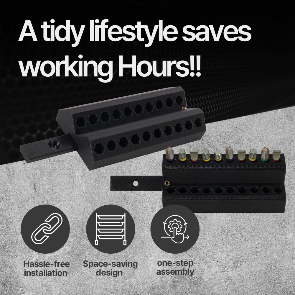 20 pcs Bit set wall mount holder – 20 pcs Bit Set Wall-Mount Holder – Efficiently stores and organizes bit sets saving