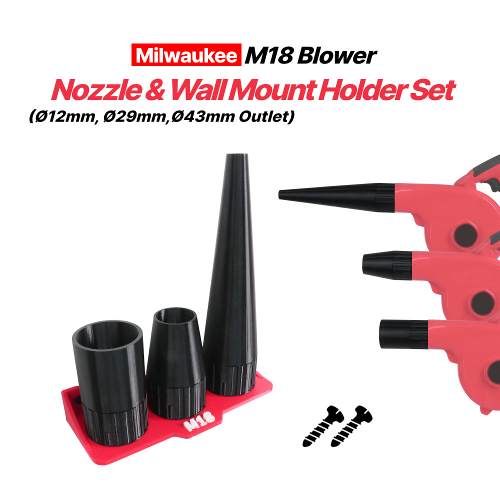 Milwaukee M18 Round Blower Nozzle 3-Piece Set with Wall Mount Holder