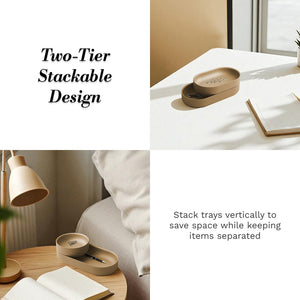 3-Piece Stackable Desk Trays – 3 Tier Paper Organizer with Large Medium & Small Trays – Modern Stackable Document